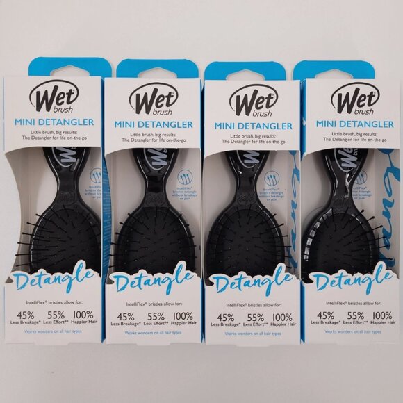 Wet Brush Mini Detangler Black Intellliflex Bristles 4 Pack‎ BWR832BLAC NEW - Picture 1 of 6